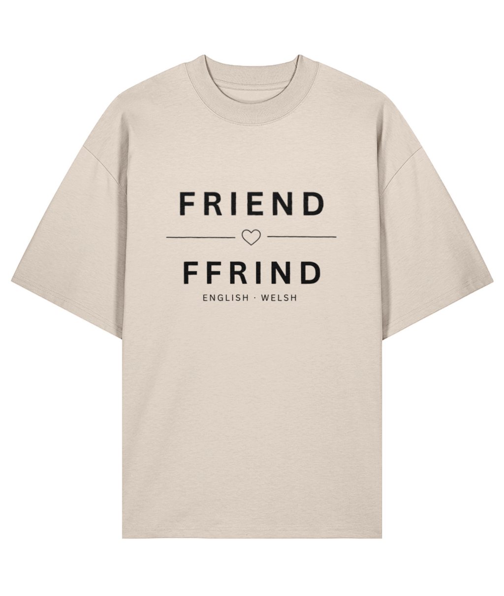 Unisex Organic 100% Cotton Oversized T-Shirt Friend Ffrind White