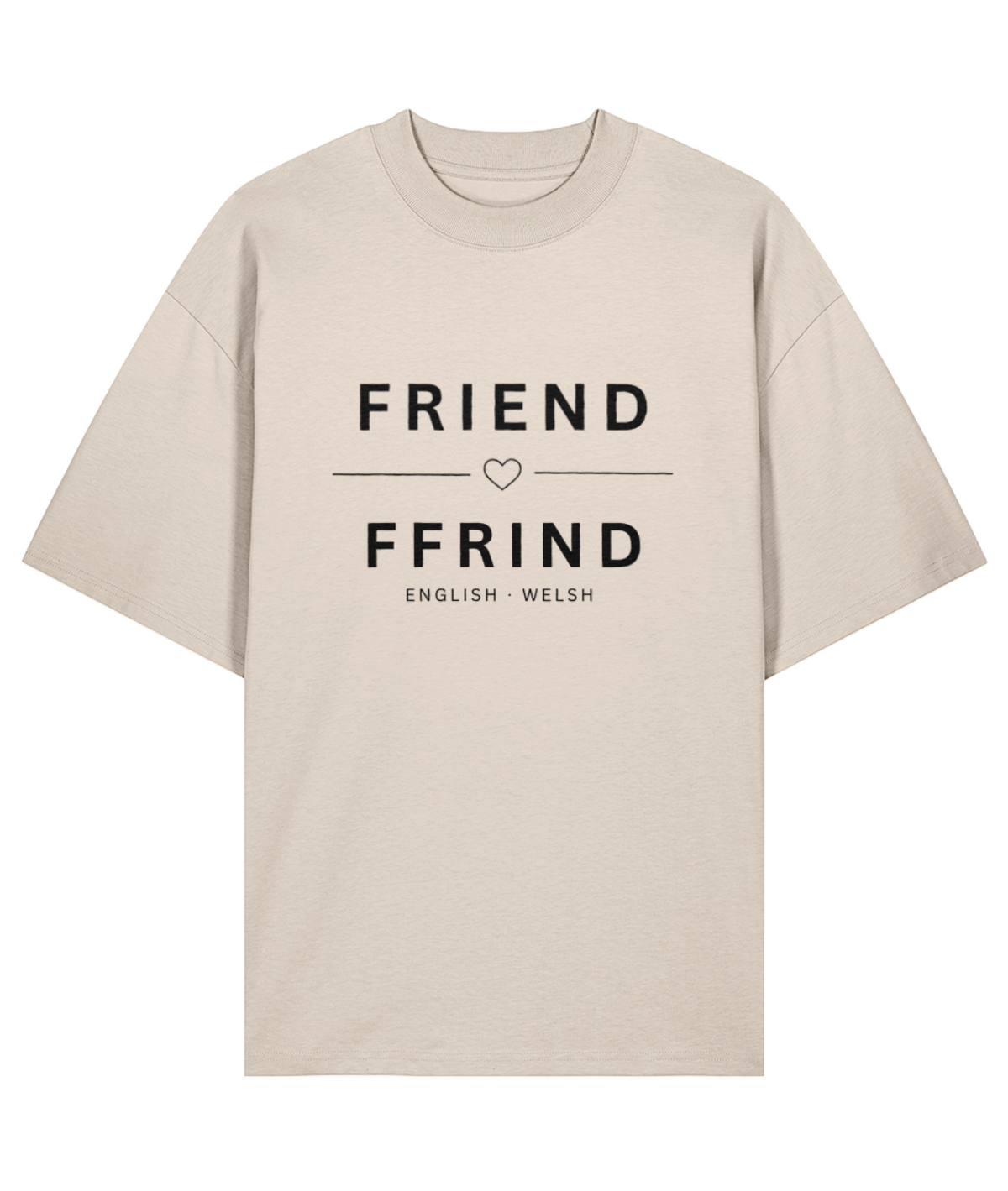 Unisex Organic 100% Cotton Oversized T-Shirt Friend Ffrind Beige
