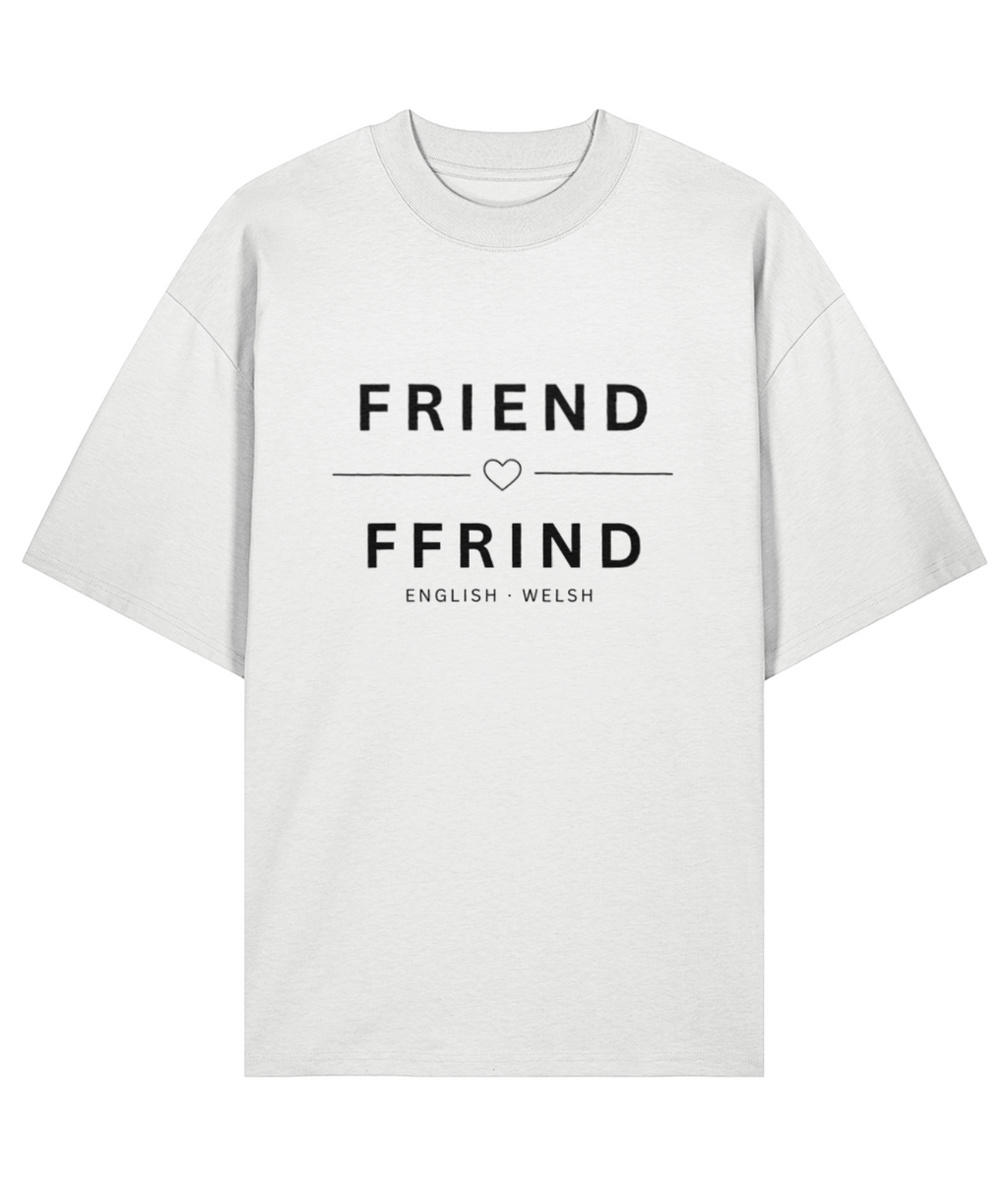 Unisex Organic 100% Cotton Oversized T-Shirt Friend Ffrind White