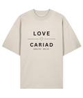 Organic 100% Cotton Oversized T-Shirt Love Cariad Unisex Beige