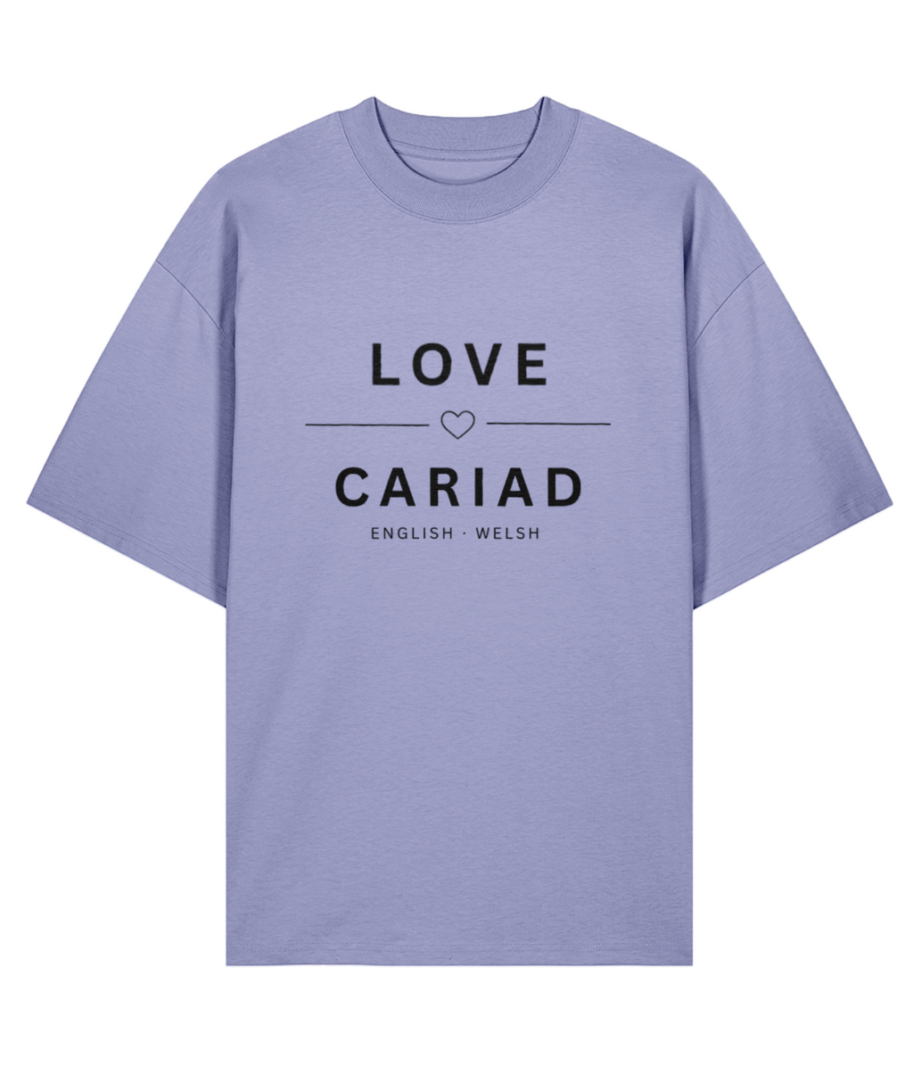 Organic 100% Cotton Oversized T-Shirt Love Cariad Unisex White