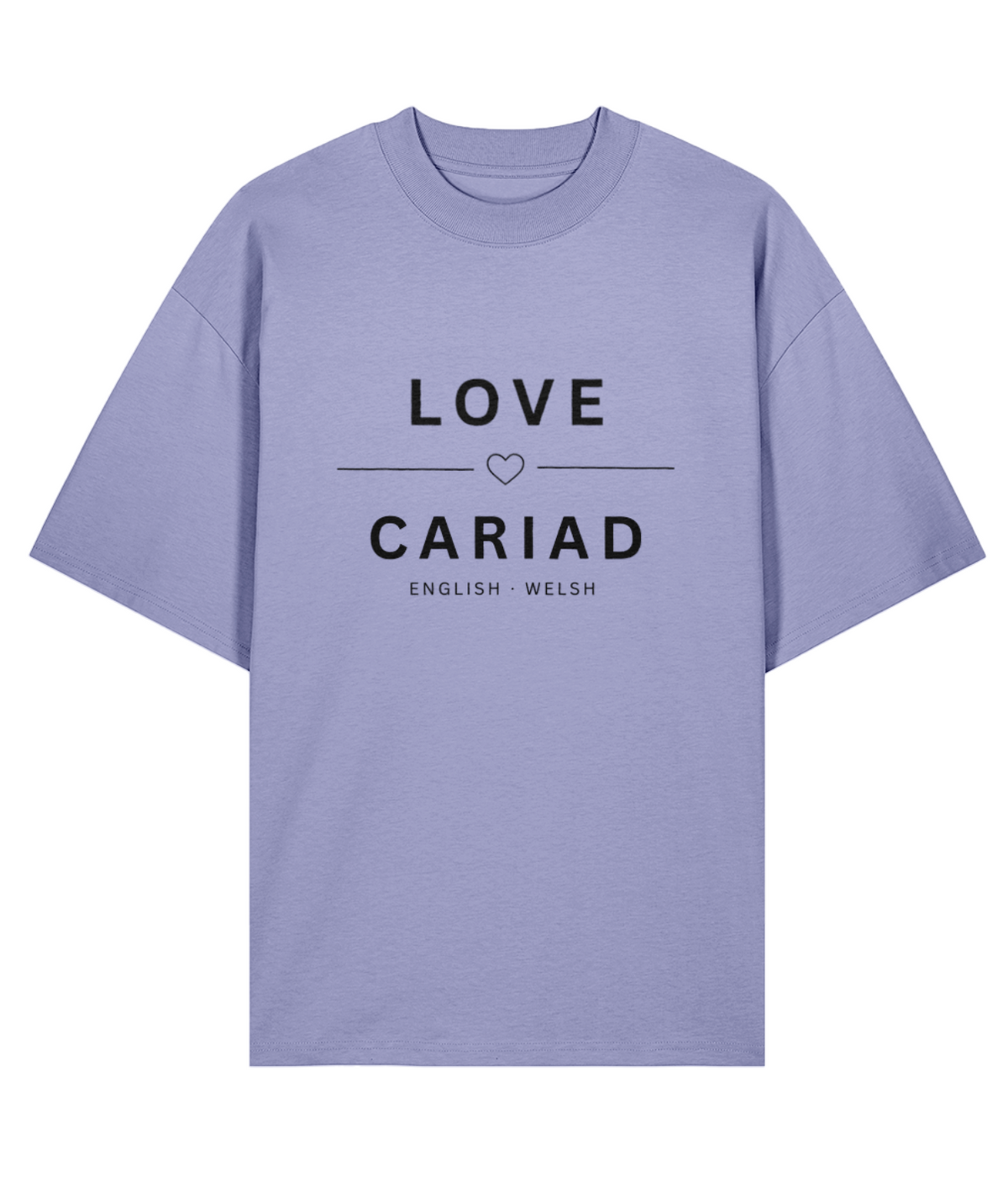 Organic 100% Cotton Oversized T-Shirt Love Cariad Unisex Beige