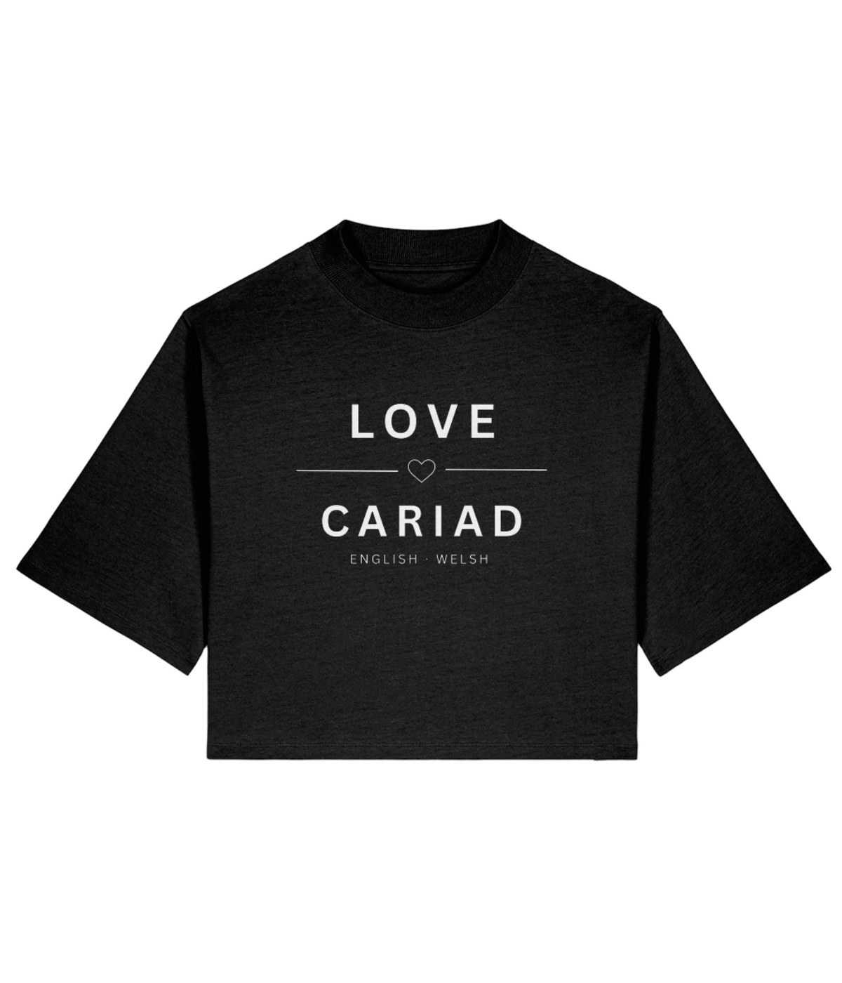 Cropped T-Shirt Love Cariad for Woman White Black
