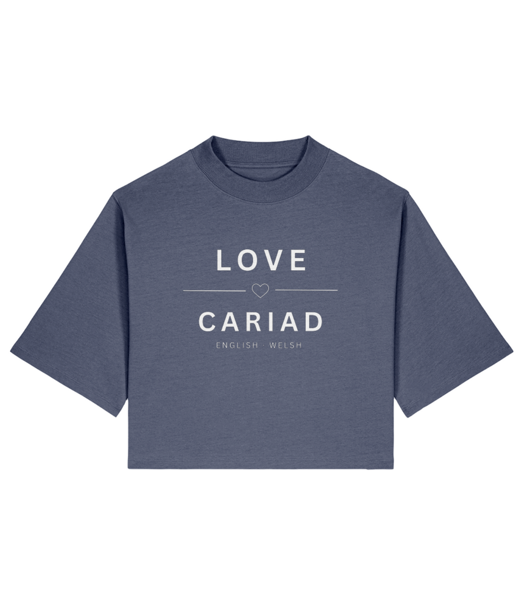 Cropped T-Shirt Love Cariad for Woman White Black