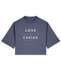 Cropped T-Shirt Love Cariad for Woman White Blue Grey