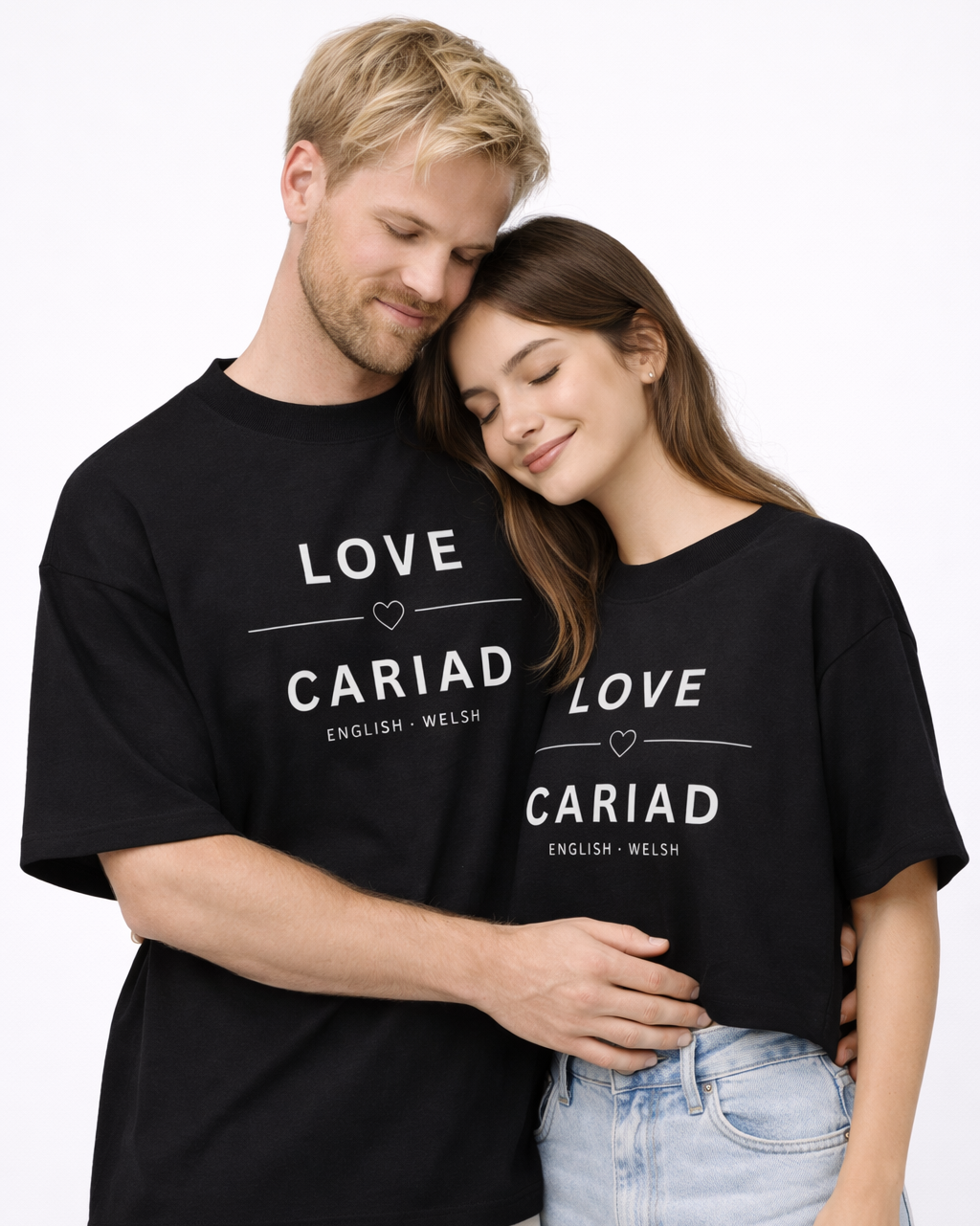 Cropped T-Shirt Love Cariad for Woman White Black