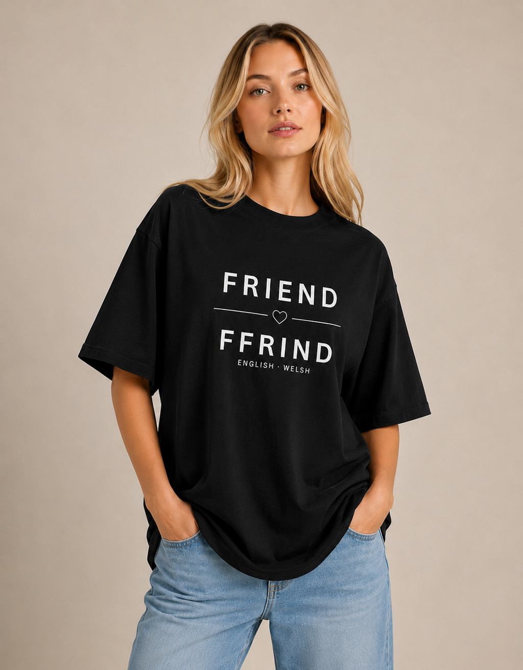 Unisex Organic 100% Cotton Oversized T-Shirt Friend Ffrind White